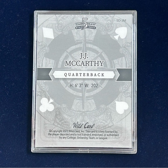 J.J. McCarthy PRC Card 2/2 Wild Card Stacked Deck Queen Diamonds - Picture 2 of 3